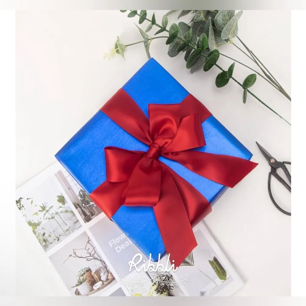 NEW Pk of 3 Red Satin Ribbon Double Faced Satin 1-1/2”x 50 Yd Wrapping Bow